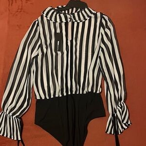 Black and White Striped Bodysuit